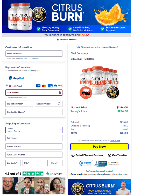 CitrusBurn Checkout Page